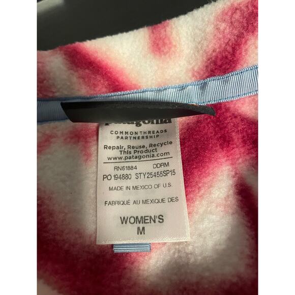 Patagonia Synchilla Fleece Pullover Womens Medium Pink Tie Dye Snap T Jacket - Picture 5 of 9